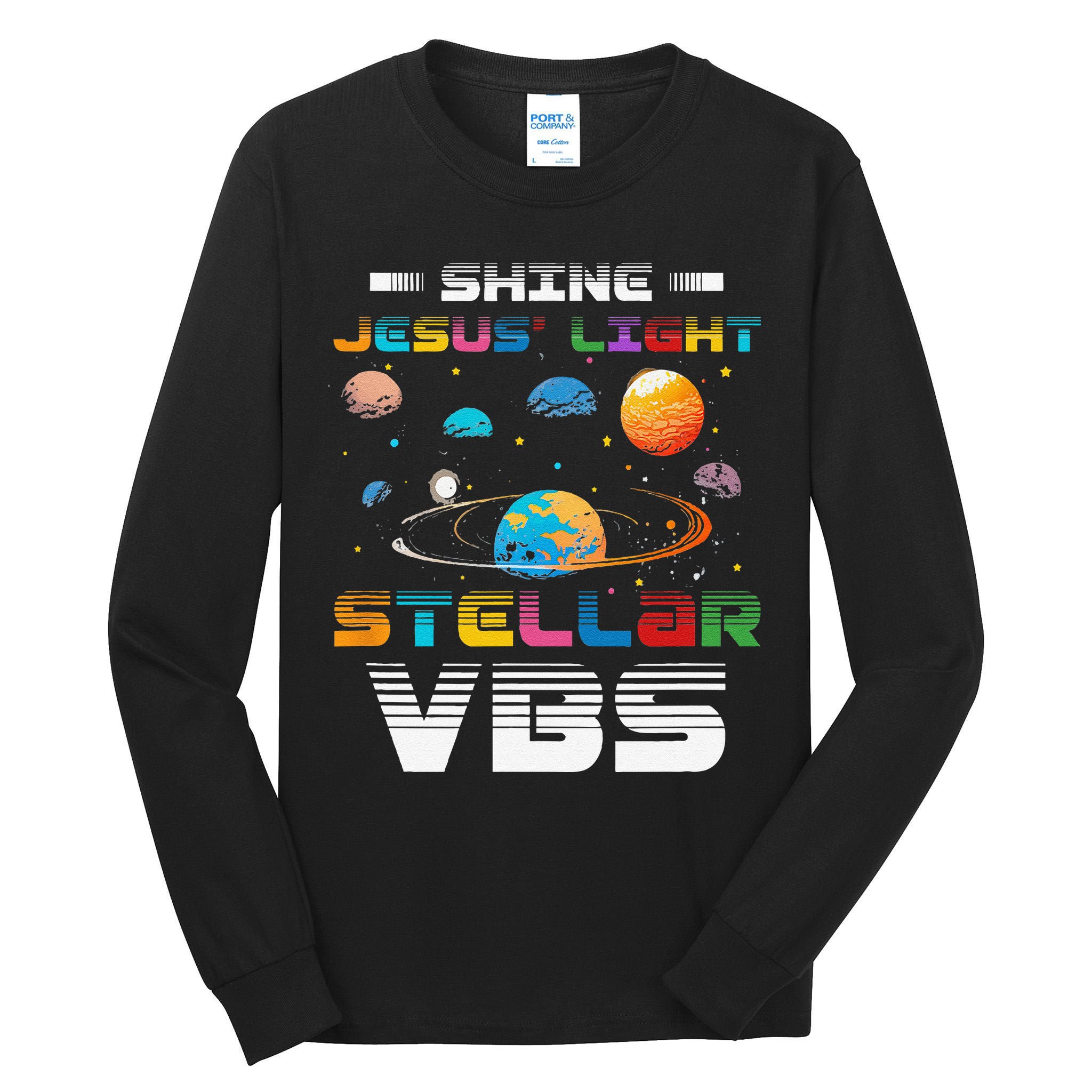 Stellar Bible School VBS Shine Jesus Light Christian Tall Long Sleeve T-Shirt