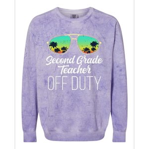 Sunglasses Beach Sunset Summer Second Grade Teacher Off Duty Colorblast Crewneck Sweatshirt