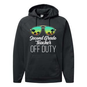 Sunglasses Beach Sunset Summer Second Grade Teacher Off Duty Performance Fleece Hoodie