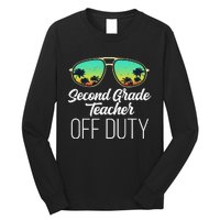 Sunglasses Beach Sunset Summer Second Grade Teacher Off Duty Long Sleeve Shirt