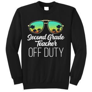 Sunglasses Beach Sunset Summer Second Grade Teacher Off Duty Sweatshirt