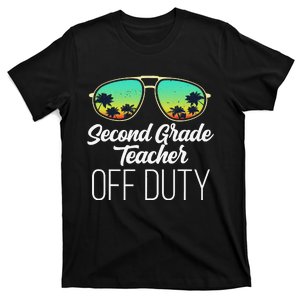 Sunglasses Beach Sunset Summer Second Grade Teacher Off Duty T-Shirt