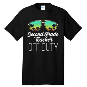 Sunglasses Beach Sunset Summer Second Grade Teacher Off Duty Tall T-Shirt