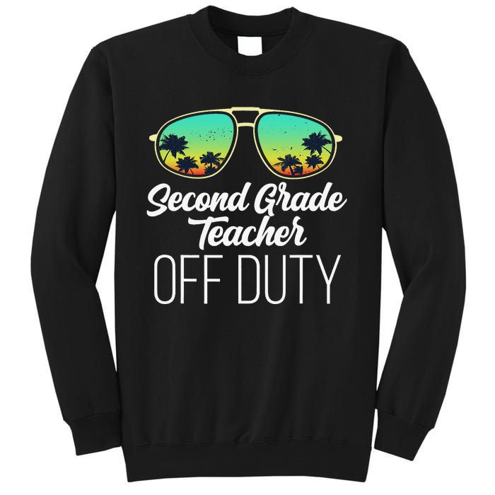 Sunglasses Beach Sunset Summer Second Grade Teacher Off Duty Tall Sweatshirt