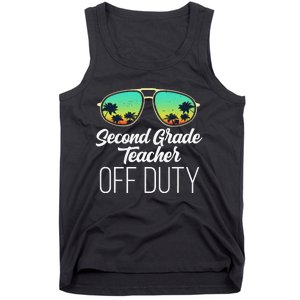 Sunglasses Beach Sunset Summer Second Grade Teacher Off Duty Tank Top