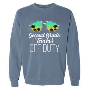 Sunglasses Beach Sunset Summer Second Grade Teacher Off Duty Garment-Dyed Sweatshirt