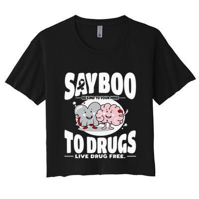 Say Boo To Drugs Funny Halloween Red Ribbon Week Awareness Crop Top