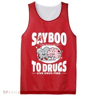 Say Boo To Drugs Funny Halloween Red Ribbon Week Awareness Mesh Reversible Basketball Jersey Tank