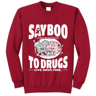 Say Boo To Drugs Funny Halloween Red Ribbon Week Awareness Tall Sweatshirt