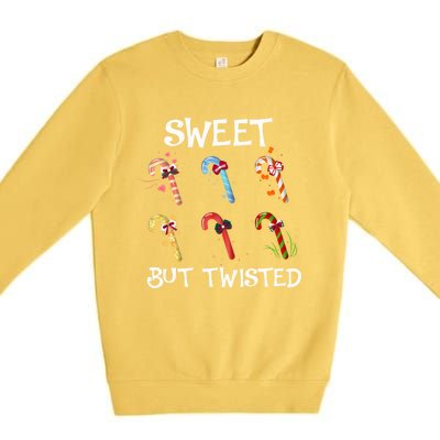 Sweet But Twisted Funny Candy Cane Lover Christmas Gift Premium Crewneck Sweatshirt