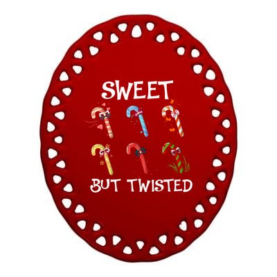 Sweet But Twisted Funny Candy Cane Lover Christmas Gift Ceramic Oval Ornament