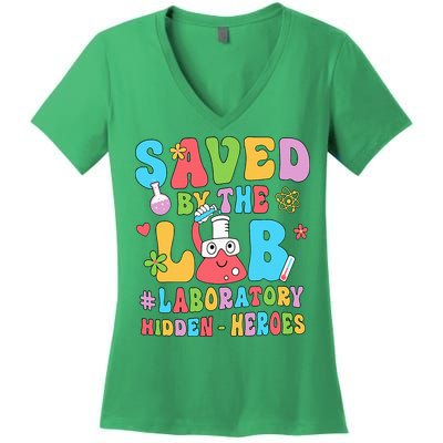 Saved By The Lab Laboratory Phlebotomy Week 2024 Lab Tech Women's V-Neck T-Shirt