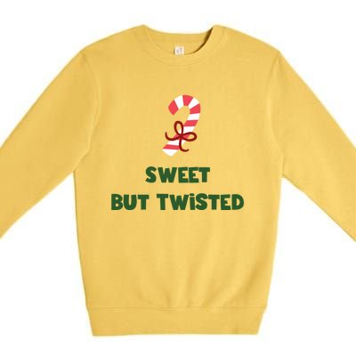 Sweet But Twisted Funny Candy Cane Merry Christmas Holiday Gift Premium Crewneck Sweatshirt