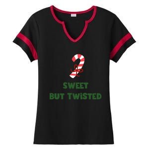 Sweet But Twisted Funny Candy Cane Merry Christmas Holiday Gift Ladies Halftime Notch Neck Tee