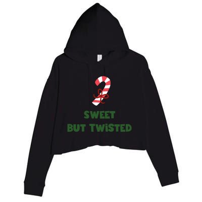 Sweet But Twisted Funny Candy Cane Merry Christmas Holiday Gift Crop Fleece Hoodie