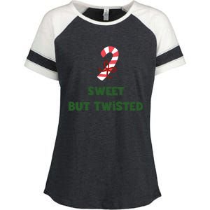 Sweet But Twisted Funny Candy Cane Merry Christmas Holiday Gift Enza Ladies Jersey Colorblock Tee