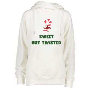 Sweet But Twisted Funny Candy Cane Merry Christmas Holiday Gift Womens Funnel Neck Pullover Hood