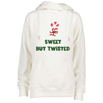 Sweet But Twisted Funny Candy Cane Merry Christmas Holiday Gift Womens Funnel Neck Pullover Hood