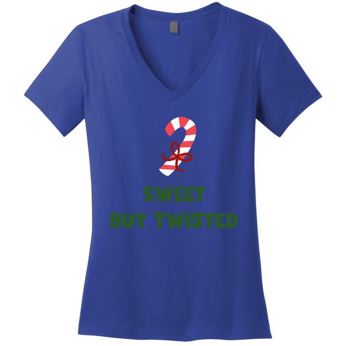 Sweet But Twisted Funny Candy Cane Merry Christmas Holiday Gift Women's V-Neck T-Shirt