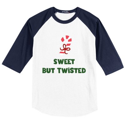 Sweet But Twisted Funny Candy Cane Merry Christmas Holiday Gift Baseball Sleeve Shirt