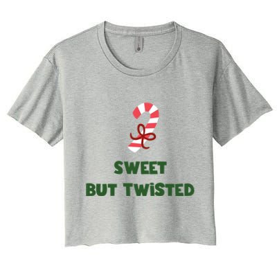 Sweet But Twisted Funny Candy Cane Merry Christmas Holiday Gift Women's Crop Top Tee