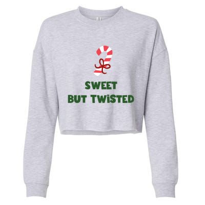 Sweet But Twisted Funny Candy Cane Merry Christmas Holiday Gift Cropped Pullover Crew