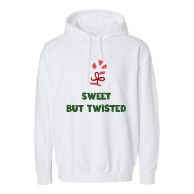 Sweet But Twisted Funny Candy Cane Merry Christmas Holiday Gift Garment-Dyed Fleece Hoodie