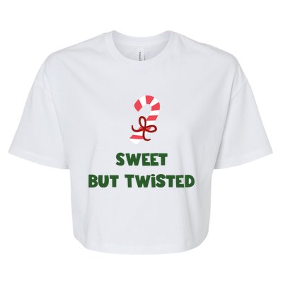 Sweet But Twisted Funny Candy Cane Merry Christmas Holiday Gift Bella+Canvas Jersey Crop Tee