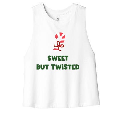 Sweet But Twisted Funny Candy Cane Merry Christmas Holiday Gift Women's Racerback Cropped Tank