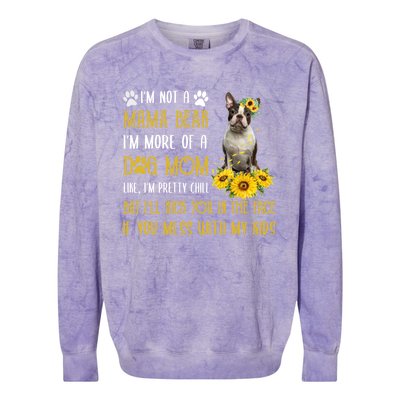 Sunflower Boston Terrier Mom Mothers Day Dog Mom Cool Gift Colorblast Crewneck Sweatshirt