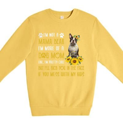 Sunflower Boston Terrier Mom Mothers Day Dog Mom Cool Gift Premium Crewneck Sweatshirt