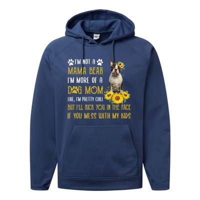 Sunflower Boston Terrier Mom Mothers Day Dog Mom Cool Gift Performance Fleece Hoodie