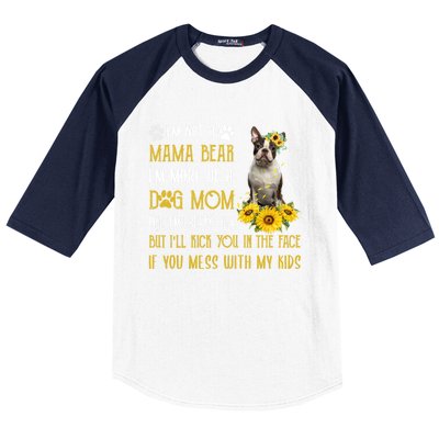 Sunflower Boston Terrier Mom Mothers Day Dog Mom Cool Gift Baseball Sleeve Shirt