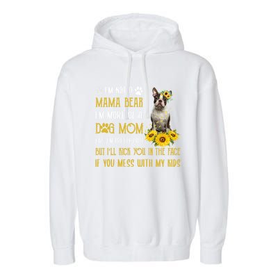 Sunflower Boston Terrier Mom Mothers Day Dog Mom Cool Gift Garment-Dyed Fleece Hoodie