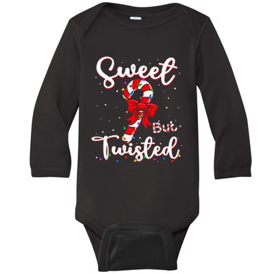 Sweet But Twisted Funny Christmas Candy Cane Xmas Holiday Baby Long Sleeve Bodysuit