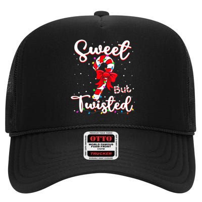 Sweet But Twisted Funny Christmas Candy Cane Xmas Holiday High Crown Mesh Back Trucker Hat