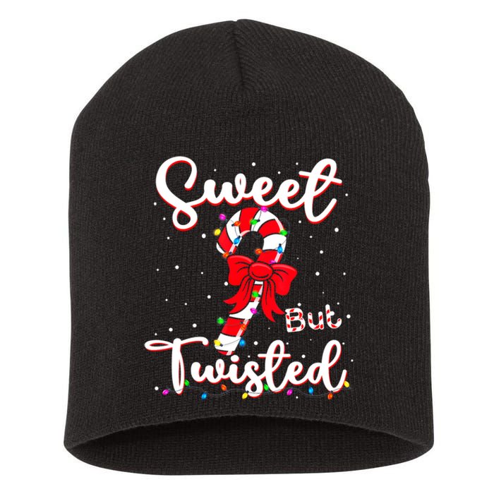 Sweet But Twisted Funny Christmas Candy Cane Xmas Holiday Short Acrylic Beanie