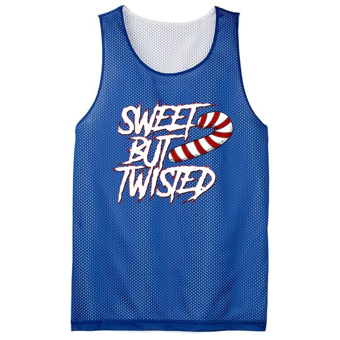 Sweet But Twisted Funny Candy Cane Peppermint Gift Mesh Reversible Basketball Jersey Tank