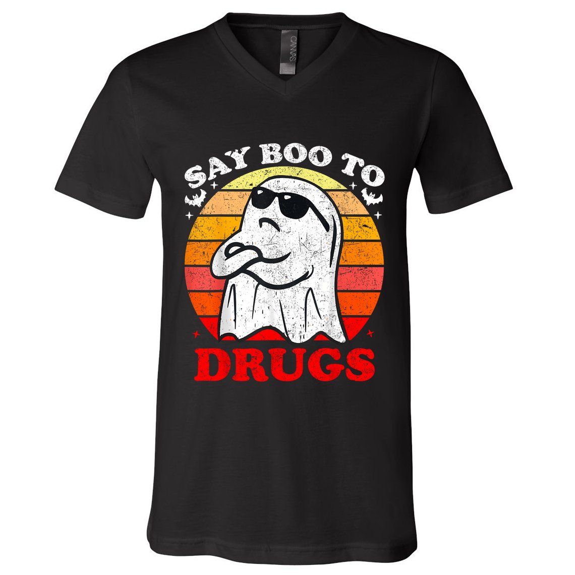 Say Boo To Drugs Funny Halloween Red Ribbon Week Awareness V-Neck T-Shirt
