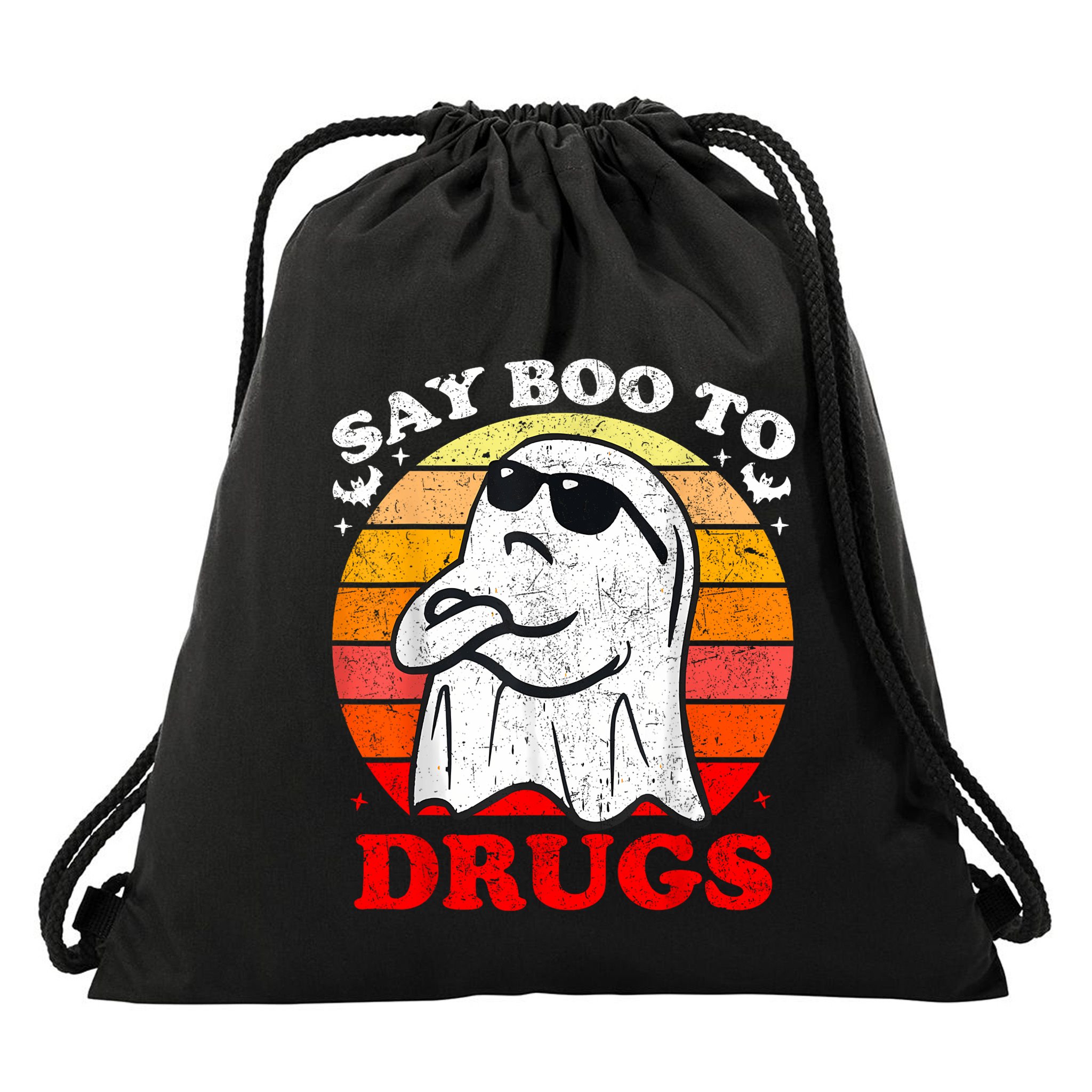 Say Boo To Drugs Funny Halloween Red Ribbon Week Awareness Drawstring Bag
