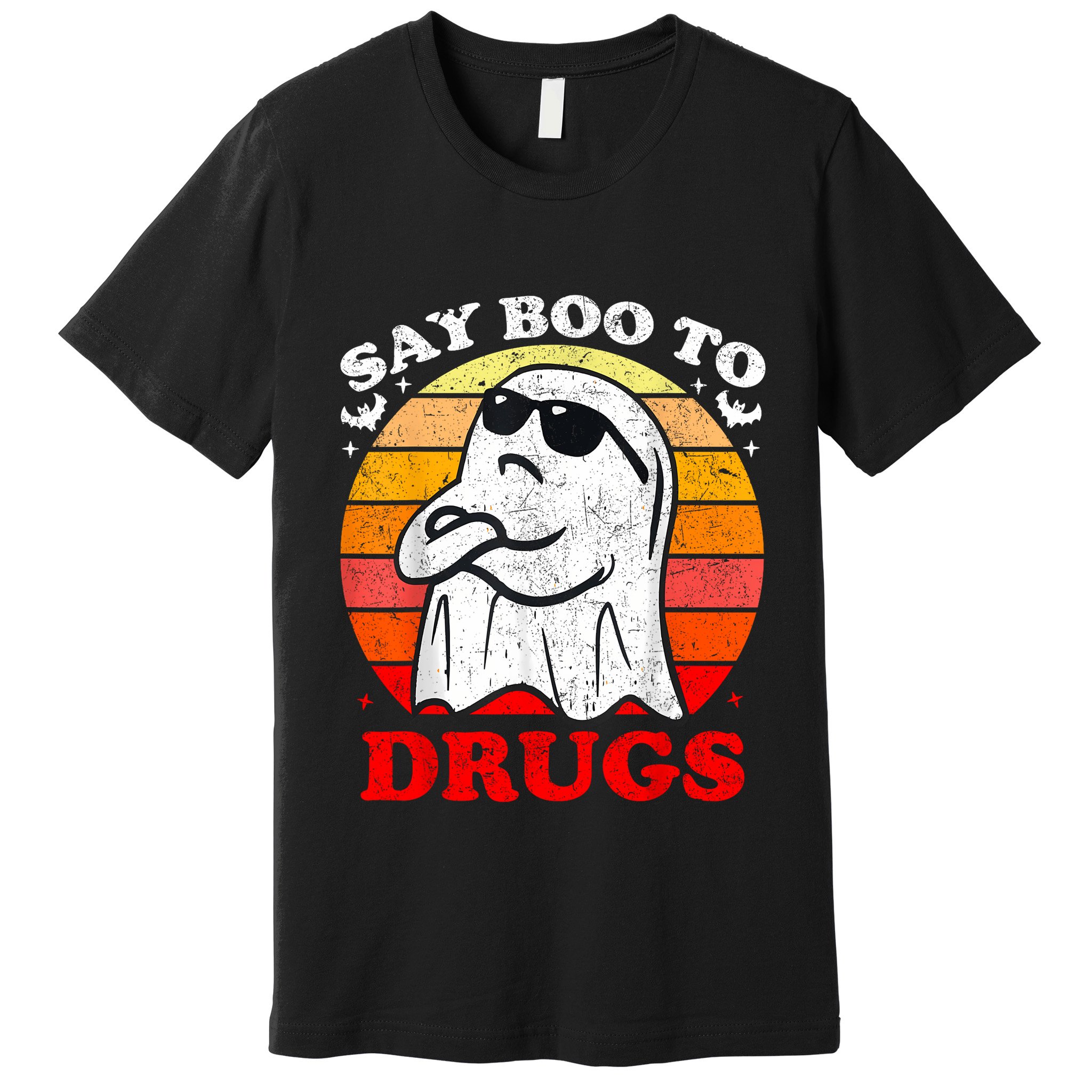 Say Boo To Drugs Funny Halloween Red Ribbon Week Awareness Premium T-Shirt