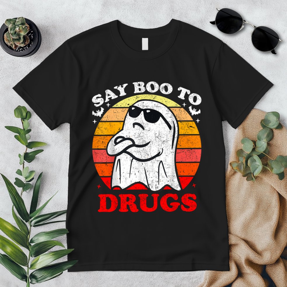 Say Boo To Drugs Funny Halloween Red Ribbon Week Awareness Premium T-Shirt