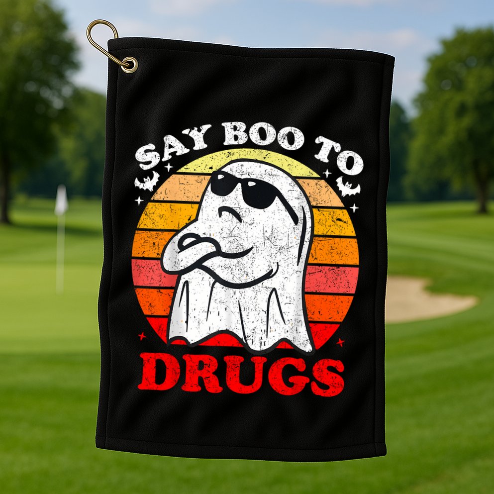 Say Boo To Drugs Funny Halloween Red Ribbon Week Awareness Golf Towel
