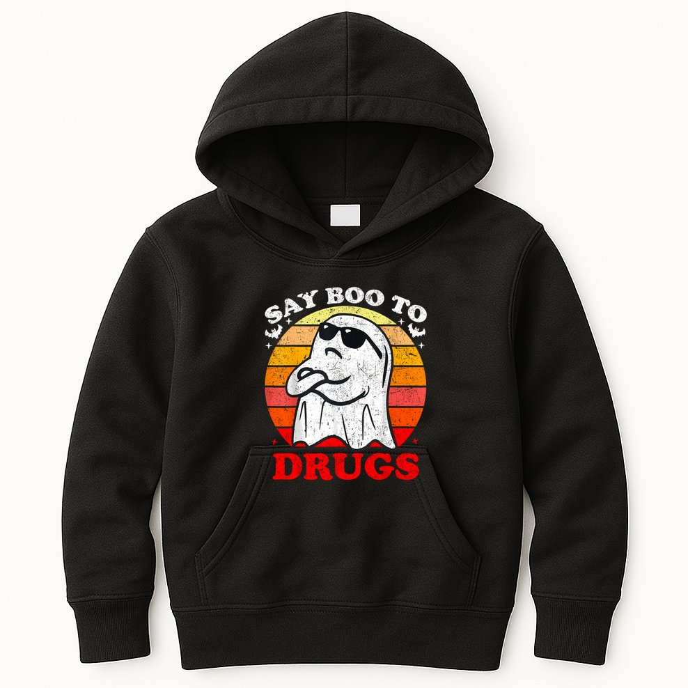 Say Boo To Drugs Funny Halloween Red Ribbon Week Awareness Kids Hoodie