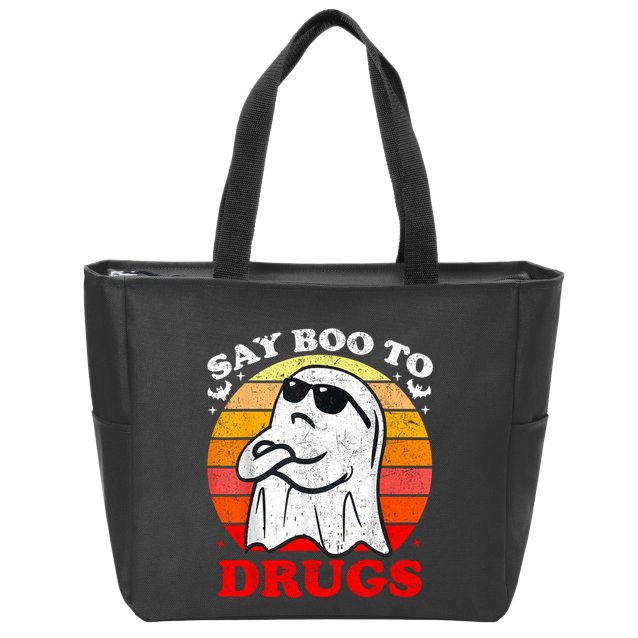 Say Boo To Drugs Funny Halloween Red Ribbon Week Awareness Zip Tote Bag