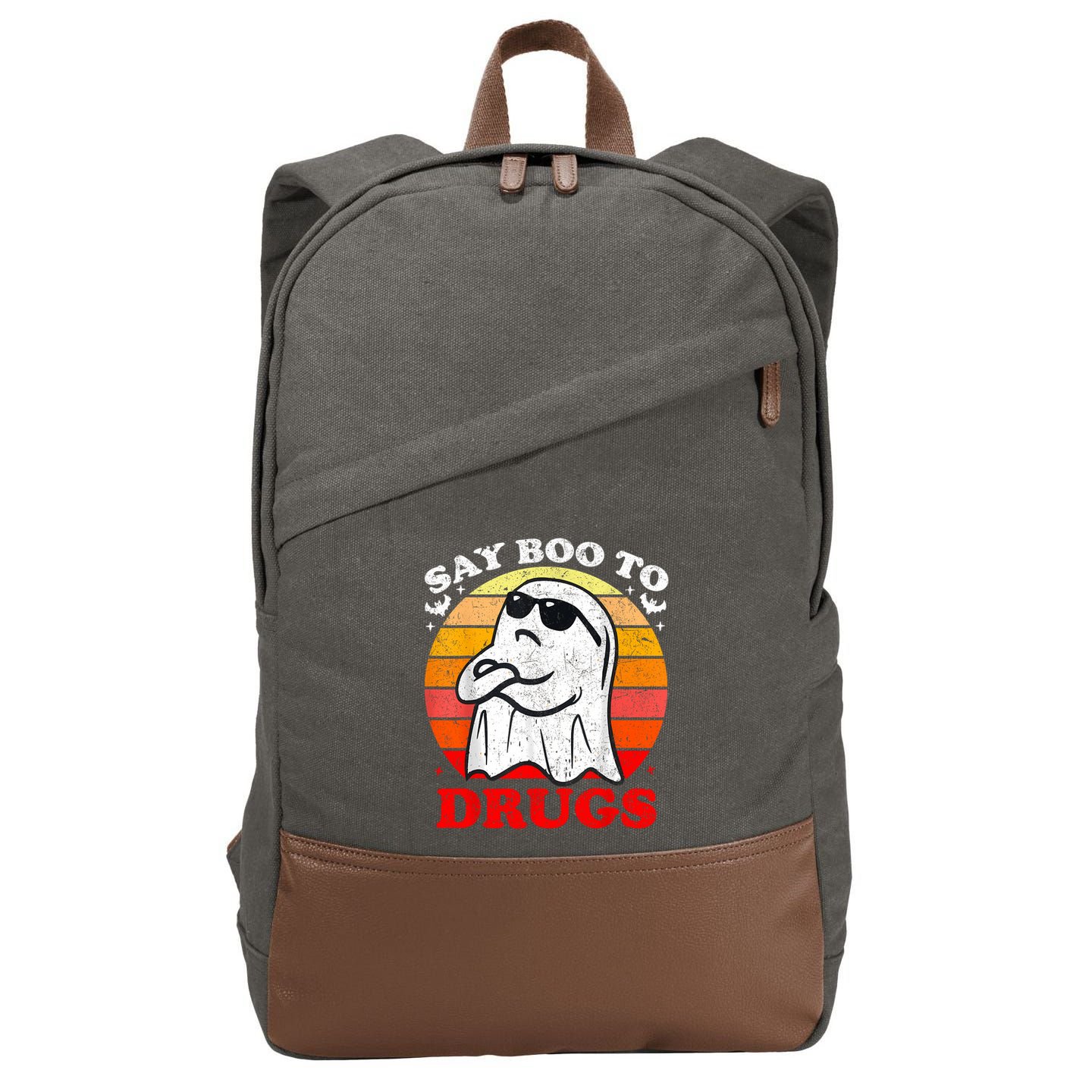 Say Boo To Drugs Funny Halloween Red Ribbon Week Awareness Cotton Canvas Backpack