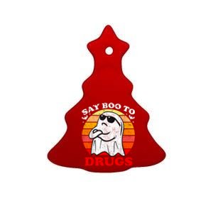 Say Boo To Drugs Funny Halloween Red Ribbon Week Awareness Ceramic Tree Ornament