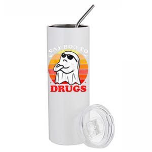 Say Boo To Drugs Funny Halloween Red Ribbon Week Awareness Stainless Steel Tumbler