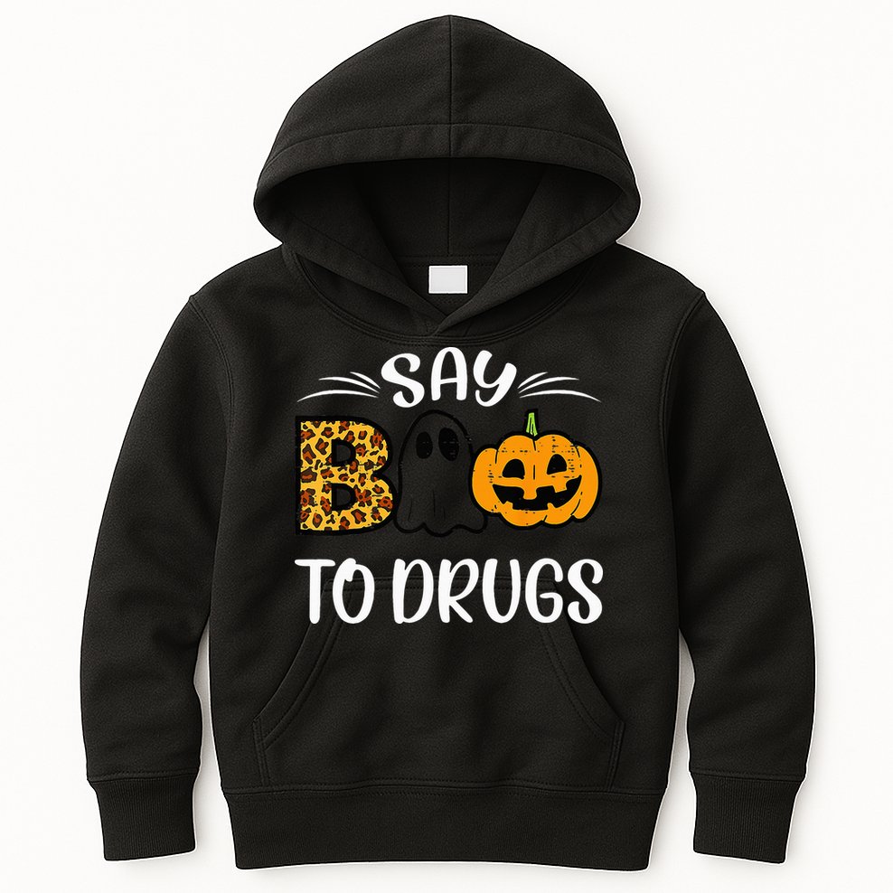 Say Boo To Drugs Funny Halloween Red Ribbon Week Awareness Kids Hoodie