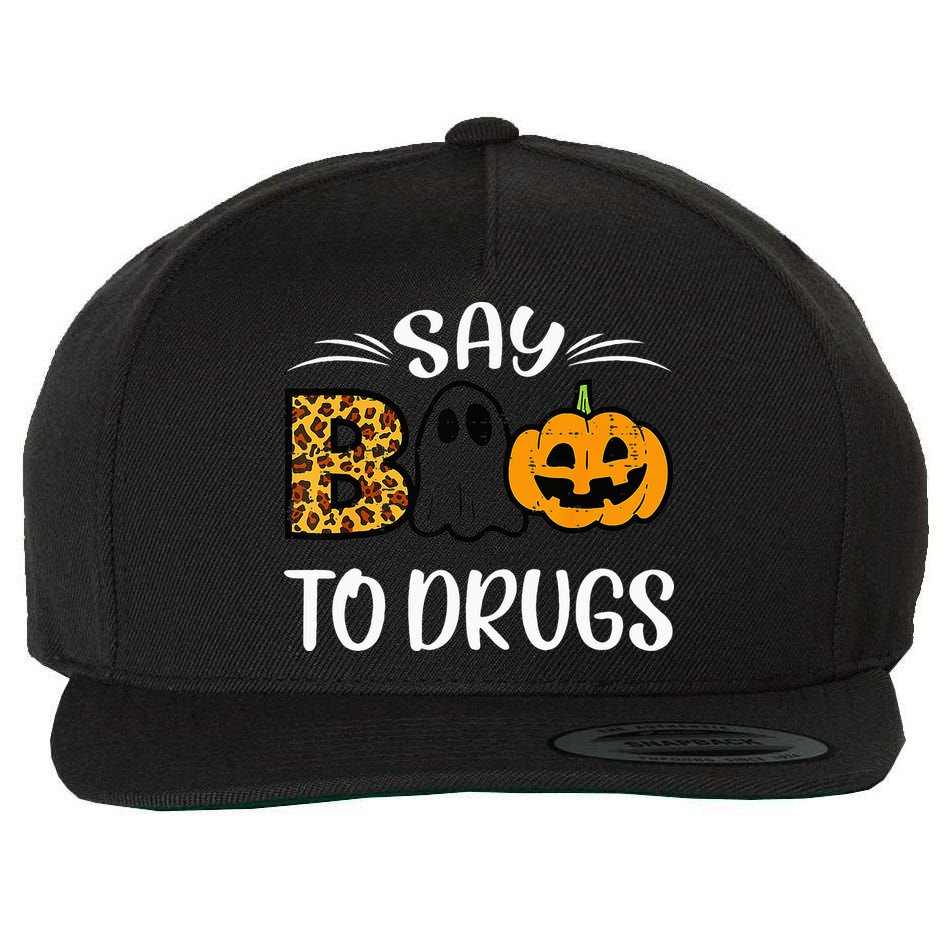 Say Boo To Drugs Funny Halloween Red Ribbon Week Awareness Wool Snapback Cap